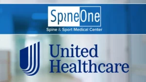 SpineOne official logo above United Healthcare official logo