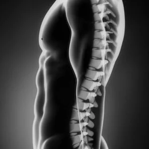 Black and white illustration of spine X-ray