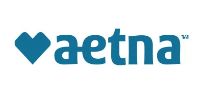 Aeta health insurance business logo in blue and white