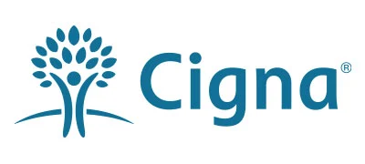 Cigna health insurance buisness logo in blue and white