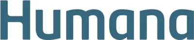 Humana healthcare logo in blue and white